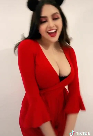 3. Sexy Abril Abdamari Garza Alonso Shows Cleavage in Red Overall