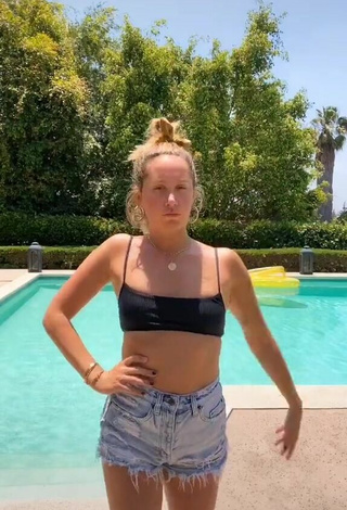 Sultry Ashley Tisdale in Black Bikini Top at the Swimming Pool