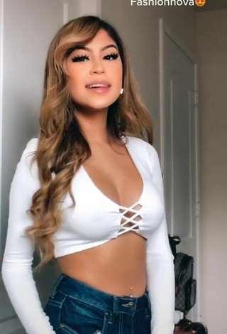 2. Sweetie Desiree Montoya Shows Cleavage in White Crop Top