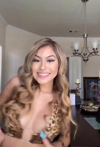 2. Beautiful Desiree Montoya Shows Cleavage in Sexy Leopard Crop Top