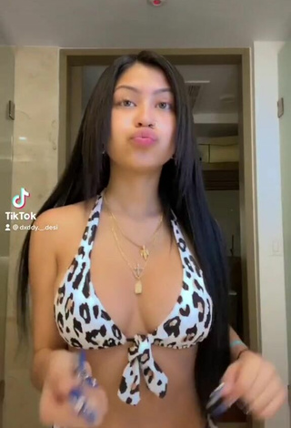 Luscious Desiree Montoya Shows Cleavage in Leopard Bikini