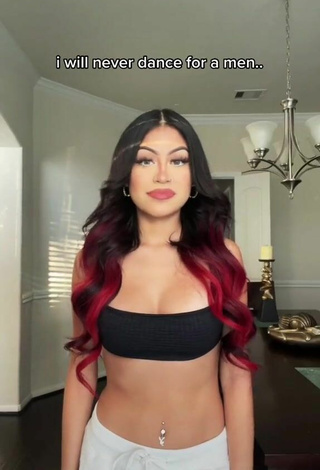 Desiree Montoya Shows Cleavage in Sweet Black Crop Top