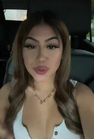 2. Really Cute Desiree Montoya in White Crop Top in a Car