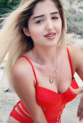 3. Luscious Eda Aslankoç in Red Swimsuit at the Beach