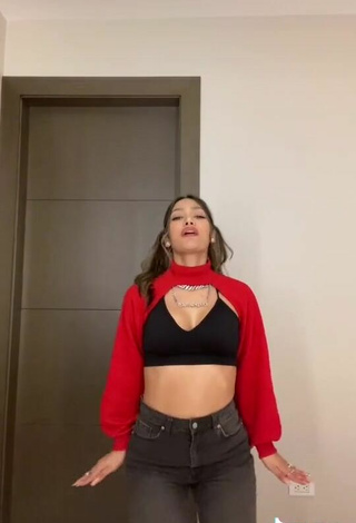 2. Sexy Farina in Black Crop Top