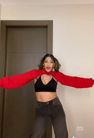 3. Sexy Farina in Black Crop Top