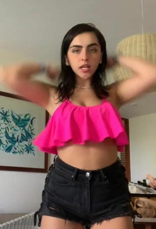 Sultry Fer Zepeda in Pink Crop Top