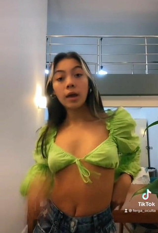 4. Luscious Ferchis in Green Crop Top