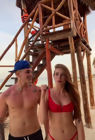 5. Luscious Flávia Charallo in Red Bikini at the Beach