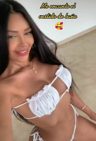 Pretty Franjomar Shows Cleavage in White Bikini