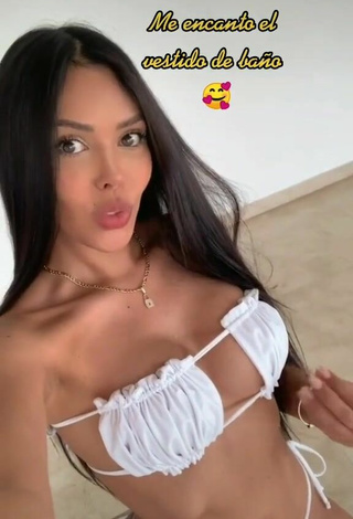 2. Pretty Franjomar Shows Cleavage in White Bikini