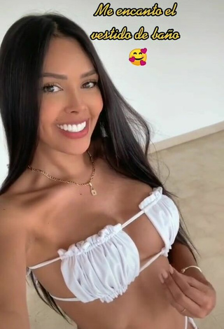 3. Pretty Franjomar Shows Cleavage in White Bikini