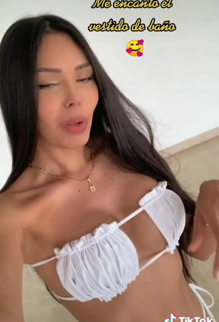 5. Pretty Franjomar Shows Cleavage in White Bikini