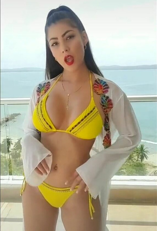 3. Franjomar in Inviting Yellow Bikini on the Balcony