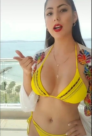 5. Franjomar in Inviting Yellow Bikini on the Balcony