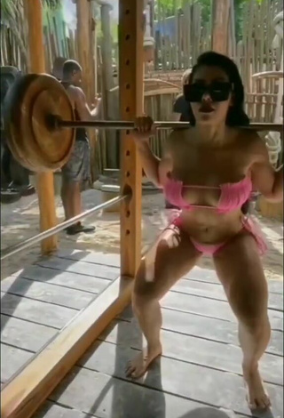 2. Really Cute Franjomar Shows Cleavage in Pink Bikini while doing Fitness Exercises