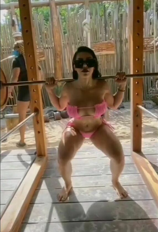 4. Really Cute Franjomar Shows Cleavage in Pink Bikini while doing Fitness Exercises