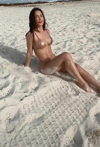 Pretty Georgina Mazzeo in Beige Bikini at the Beach