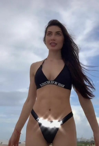 2. Gorgeous Georgina Mazzeo in Alluring Black Bikini at the Beach