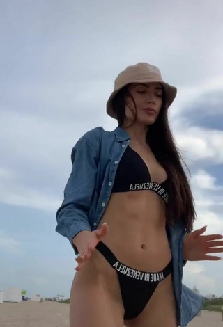 3. Georgina Mazzeo in Sexy Black Bikini at the Beach