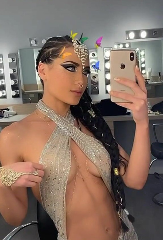 Sultry Georgina Mazzeo in Silver Dress (Side Boob)