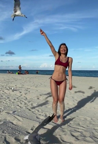 2. Adorable Georgina Mazzeo in Seductive Red Bikini at the Beach