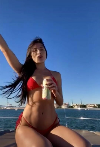 5. Georgina Mazzeo Looks Wonderful in Red Bikini on a Boat