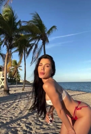 Alluring Georgina Mazzeo Shows Cleavage in Erotic Bikini at the Beach