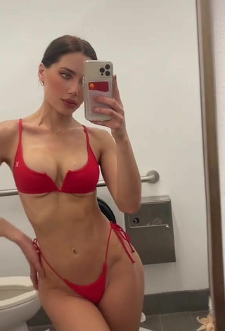 5. Georgina Mazzeo Shows Cleavage in Alluring Red Bikini (Underboob)