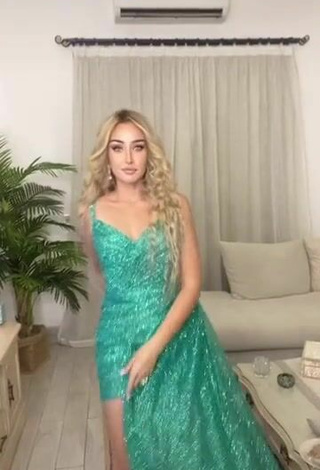 Sultry Hannah El-Zahed in Green Dress