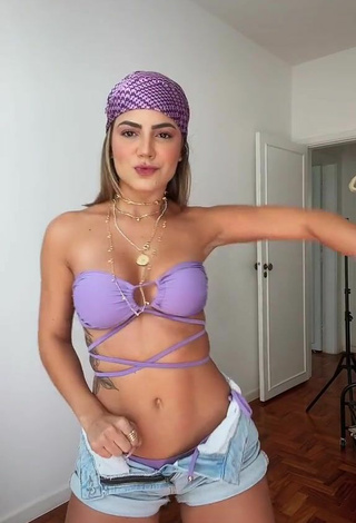 2. Beautiful Hariany Nathália Almeida in Sexy Purple Bikini Top