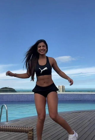 Titillating Hariany Nathália Almeida in Black Crop Top at the Pool