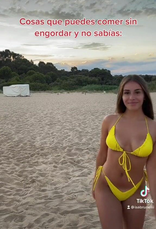 4. Really Cute Isabelli Brunelli in Yellow Bikini at the Beach