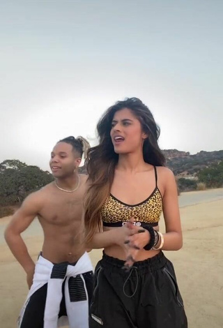 4. Sultry Nupur Sharma in Leopard Sport Bra at the Beach