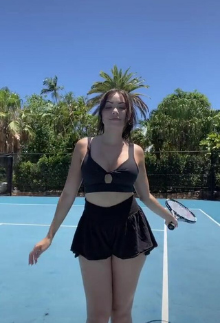 3. Hottie Maddy Belle Shows Cleavage in Black Crop Top at the Pool