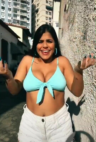 2. Cute Julia Antunes Shows Cleavage in Blue Bikini Top and Bouncing Boobs