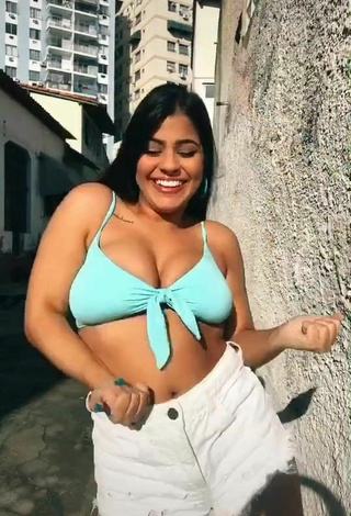 3. Cute Julia Antunes Shows Cleavage in Blue Bikini Top and Bouncing Boobs