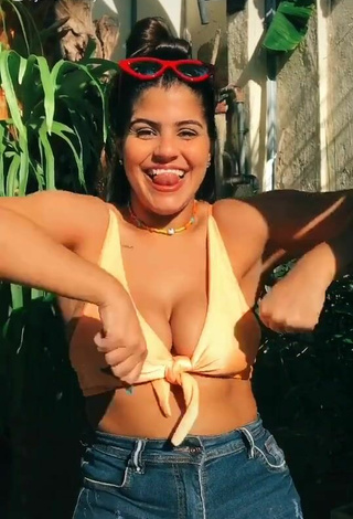 3. Elegant Julia Antunes in Orange Bikini Top and Bouncing Tits