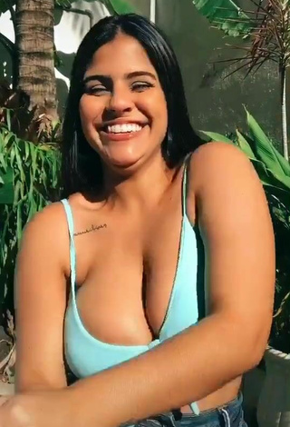 2. Luscious Julia Antunes Shows Cleavage in Blue Bikini Top and Bouncing Tits