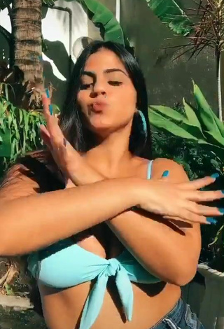 5. Luscious Julia Antunes Shows Cleavage in Blue Bikini Top and Bouncing Tits