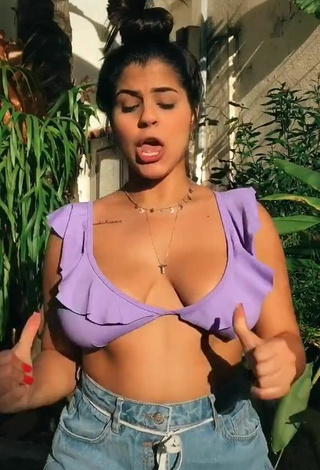 2. Lovely Julia Antunes Shows Cleavage in Purple Bikini Top and Bouncing Boobs (Side Boob)