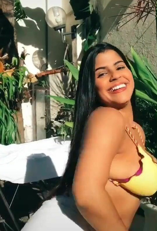 4. Titillating Julia Antunes Shows Cleavage in Yellow Bikini Top and Bouncing Breasts