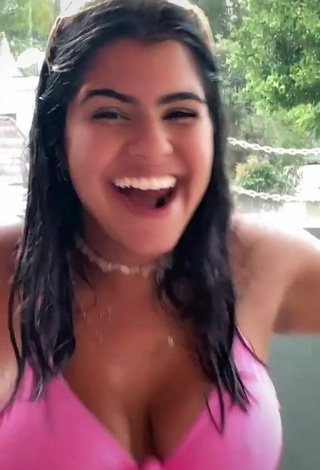 Hottest Julia Antunes Shows Cleavage in Pink Bikini and Bouncing Boobs