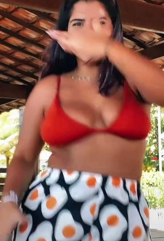 2. Fine Julia Antunes Shows Cleavage in Sweet Red Bikini Top