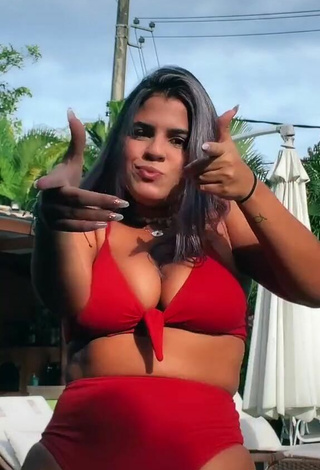 3. Titillating Julia Antunes Shows Cleavage in Red Bikini