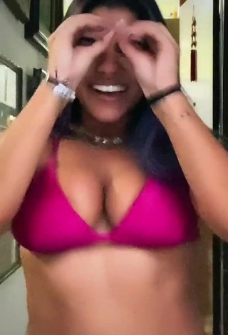 Sultry Julia Antunes Shows Cleavage in Violet Bikini and Bouncing Boobs