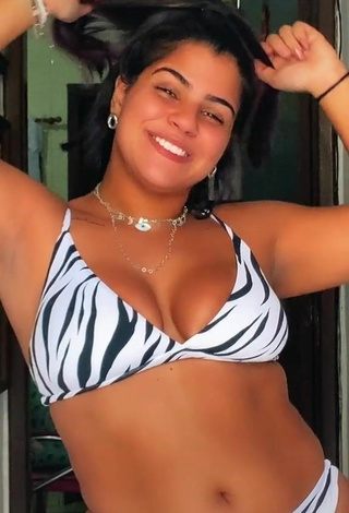 Fine Julia Antunes Shows Cleavage in Sweet Zebra Bikini and Bouncing Boobs