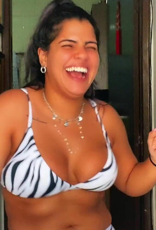 3. Fine Julia Antunes Shows Cleavage in Sweet Zebra Bikini and Bouncing Boobs