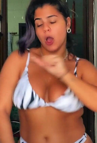 5. Fine Julia Antunes Shows Cleavage in Sweet Zebra Bikini and Bouncing Boobs