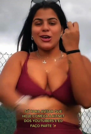 Adorable Julia Antunes Shows Cleavage in Seductive Red Bikini and Bouncing Boobs